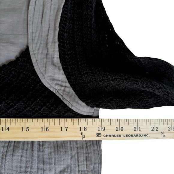 Manoush Boho Embroidered Peasant Top Gray Black Cotton Blouse Size L - Picture 10 of 11